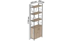 Етажерка 4/60 Серії Конект з тумбою 179x60x28 Сірий ДСП Дуб Сан-Марино FRD-102478 - мініатюра 4