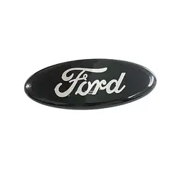 Емблема передня Ford чорна + напис срібло 230х90 мм пластик (на скотчі + 3 направляючі)