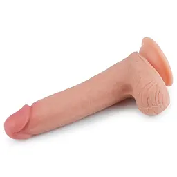 Фалоімітатор Dual layered Platinum Silicone 20.5 см тілесний - мініатюра 3