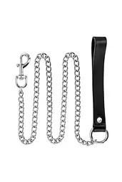 Поводок зі шкіри Fetish Tentation Premium Metal leash 115 см