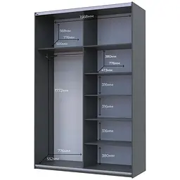 Шафа-купе Doros G-Caiser 2 дзеркала/3 частини 160х60х240 см Графітовий (42005021) - мініатюра 4
