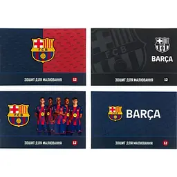 Зошит для малюв. на скобі 12/100 А4 "FC Barcelona" гібр. лак+УФ №BC26-241/Kite/