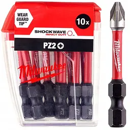 Біта SHOCKWAVE MILWAUKEE, PZ2, 50мм, (10 шт), пластикова коробка
