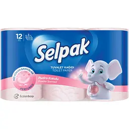Набір: Папір туалетний Selpak Perfumed з ароматом пудри тришаровий 24 шт. (2 п. x 12 шт.) - мініатюра 2
