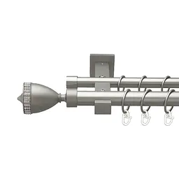 Карниз Orvit Етернія металевий дворядний техно гладка труба кільце металеве Сатин 25\19 мм 160 см (00-00026373)