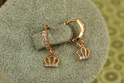 Сережки підвіски дитячі Xuping Jewelry корона 1,9 см золотисті - мініатюра 2