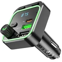 Автомобільний FM модулятор з швидкою зарядкою трансмітер Borofone BC53 Highway PD20W/QC3.0 з Bluetooth V5.0