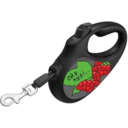 Повідець-рулетка для собак Waudog R-leash, малюнок "Калина", L, до 50 кг, 5 м, світловідбиваюча стрічка чорний - мініатюра 2