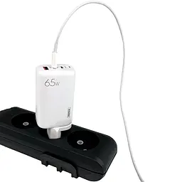 Швидка GaN зарядка 65W REMAX RP-U55 PD+QC 1xUSB-A 2xType-C EU Білий - мініатюра 4