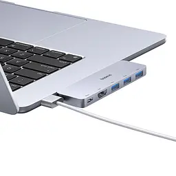 USB-хаб Baseus UltraJoy Series 5-Port HUB Space Grey (USB-C*2 to USB-C 40Gbps*1+HDMI 4K@30Hz*1+USB3.0*3） (B00052801811-04) - мініатюра 6