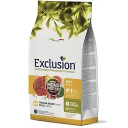 Сухий корм для дорослих собак середніх порід Exclusion Noble Grain Adult Beef Medium Breed, з яловичиною, 3 кг
