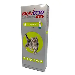 Бравекто Plus для котів Bravecto Plus Cat 1.2-2.8кг 112.5 мг спот-он