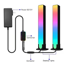 Настільна LED лампа RGB 5V Panel 3 Bluetooth dual pack USB interface with app Black - мініатюра 4
