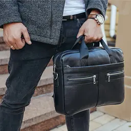 Чоловіча сумка для ноутбука й документів чорна SK N8256 Tiding Bag - мініатюра 9