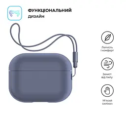 Силіконовий чохол для навушників Apple AirPods Pro 2 2022, Silicone Case with straps, фіолетовий, захисний чохол з ремінцем, ультратонкий і легкий, повний захист, з підвіскою, м"який силікон, ArmorStandart (ARM68611) - мініатюра 2