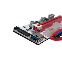 Райзер T-Riser PCI-E 1x to 16x 60cm v.08 6-pin/Molex/Sata White Б/в - мініатюра 2