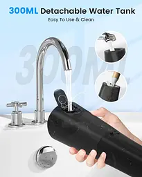 Бездротовий водяний стоматологічний флоссер Water Flosser 9 реактивних наконечників 5 режимів 300ML IPX7 водонепроникний - мініатюра 3