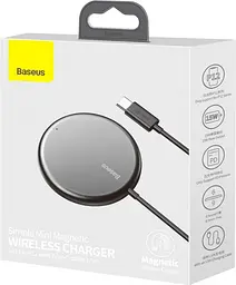 Бездротовий зарядний пристрій Baseus Simple Mini Magnetic Wireless Charger Black (WXJK-F01) [57329] - мініатюра 8