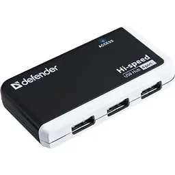 Хаб Usb Defender Quadro Infix, чорний, Usb 2.0 - 4xUsb 2.0, кабель 12 см (83504)