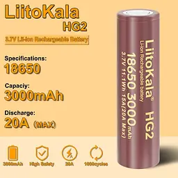 Акумулятор LiitoKala 18650 3000mAh Li-ion 1шт (Lii-HG2) [173782] - мініатюра 5