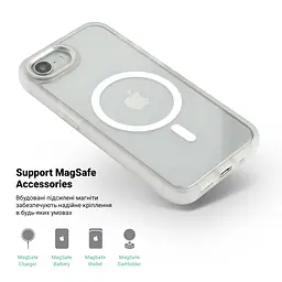 Чехол Apple iPhone 16e/17e, Unit MagSafe, белый, прозрачный, магсейф, противоударный, магнитный, панель-накладка с поддержкой MagSafe, с поддержкой беспроводной зарядки, TPU+PC, защита всего корпуса, ударопрочный, ArmorStandart (ARM83877) - мініатюра 4