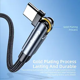 Кабель Essager Universal USB Type-A для USB Type-C 180 Rotate 3A 2 м Black (EXCT-WXA01) - мініатюра 4