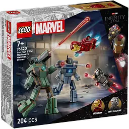 Конструктор LEGO Marvel Super Heroes Залізна людина та Бойова Машина проти Хаммер Дронів 204 деталі (76320)