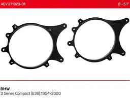 Проставки під динаміки 130 мм / 5.25" ACV 271023-01 для автомобілів BMW 3 Series Compact (E36) - мініатюра 4