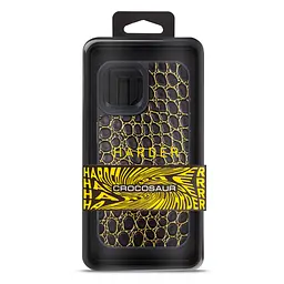 Кожаный чехол для Apple iPhone 15, Harder Crocosaur, черный, термополиуретан ТПУ + экокожа с текстурой крокодила, панель, защита корпуса, противоударный, микрофибра, рамка вокруг камеры, защита всего корпуса, (ARM76695) - мініатюра 3