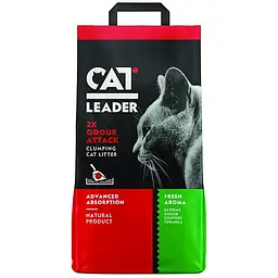 Cat Leader Clumping 2xOdour Attack Fresh 10 кг подвійна свіжість ультракомкуючийся наповнювач в кошачий туалет