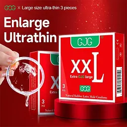 Презервативи класичні великі гладкі GJG XXL Extra Large латекс 3 шт - мініатюра 3