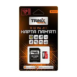 Карта пам’яті Trinix 128GB miсroSDXC з SD-адаптером U3 V30 A1 (90-00036)