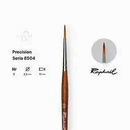 Пензель синтетика кругла (імітація соболя) Raphael Precision, №0, коротка ручка - мініатюра 2