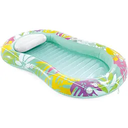 Надувний шезлонг-матрац Intex Tropical Oasis для плавання 196×112×23 см, з підголовником, тросовий леєр, підстаканник, до 100 кг