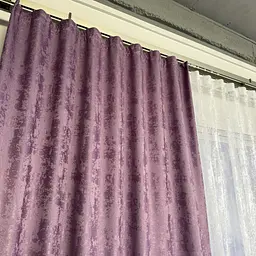 Мармурові жакардові штори фіолетового кольору 2шт. 150х270 з білим жакардовим тюлем 400х270, на тасьмі ALBO pbe0052581 - мініатюра 7