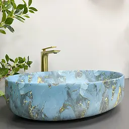 Умивальник VBI Udine marble blue matt накладний VBI-012103, Синий - мініатюра 4