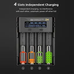 Зарядний пристрій для 4 акумуляторів ESSAGER Battery Charger with LED Indicator For 4 Display - мініатюра 3