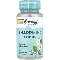 Ноотропи для концентрації уваги Solaray SharpMind Nootropics Focus 30 веганських капсул