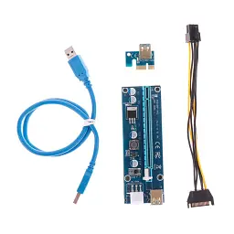 Райзер Qube PCI-E x1 to 16x 60cm USB 3.0 SATA to 6Pin PCE164P-NO3 ver 009S