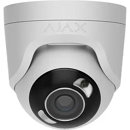 IP-Камера дротова Ajax TurretCam HL white, 8мп, 2.8мм, гібридне підсвічування IR 35м, білий Led 50м, Poe, True WDR, IP 65, ІЧ 35м, аудіо, кут огляду 100° до 110°, купольна, біла
