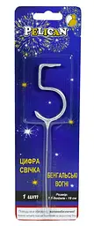 Бенгальська свічка-цифра 5 Pelican 860025 Срібло (2000990576811) shop (2000990576811) - мініатюра 1