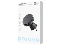 Автотримач з бездротовою зарядкою Proove Light Circle 15W Black (WHLC15010001) - мініатюра 3