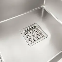 Кухонна мийка Platinum Handmade НSB 450x450x220 нержавійка (квадратний сифон.3,0/1,0), Нержавіюча сталь - мініатюра 6