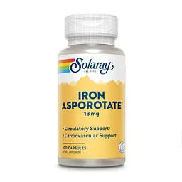 Вітаміни та мінерали Solaray Iron Asporotate, 100 капсул