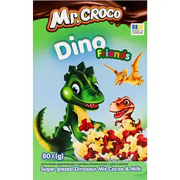 Уцінка. Готовий сніданок Mr. Croco Динозаврики Мікс з какао та молоком 80 г