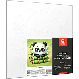 Полотно на ХДФ з контуром Arteo Cute Panda 20×20 бавовна акрил