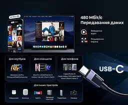 Кабель UGREEN L513 USB-C - USB-C PD 3.1 240 Вт 1 м чорний (45067) - мініатюра 3