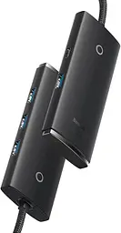 Концентратор - USB-хаб Baseus Lite Series 4-Port USB-A HUB Adapter (USB-A to USB 3.0*4) 2 метри чорний WKQX030201 - мініатюра 3