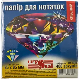 Блок для заміток клітинка 85х85мм 400 аркушів Crystal мікс (40)
