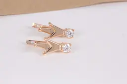 Дитячі золоті сережки корона S-0041 - мініатюра 8